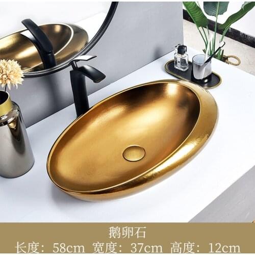 Style European High-end Bathroom sinks Gold Wash Basin Ceramic Art Wash Basin Light Luxury Hotel Bathroom bassin bathroom basin