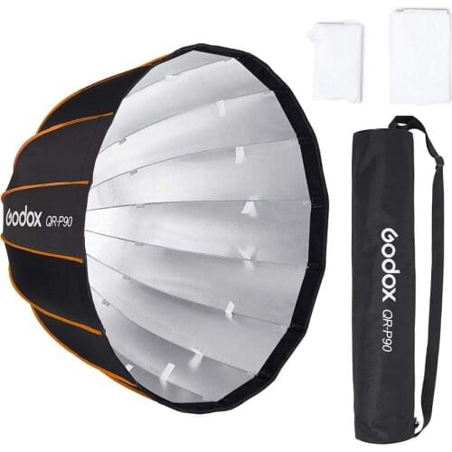 Godox QR-P90 90CM 35.4 Inch Parabolic Softbox Bowens Mount, Quick-Setup Quick-Folding in One Minute