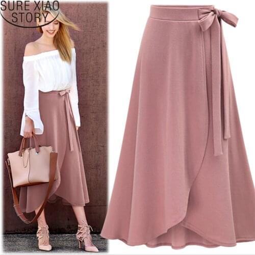 2020 Hots Sale women skirts summer New arrival asymmetrical empire solid pink plus size casual style fashion Mid skirts 1191 40