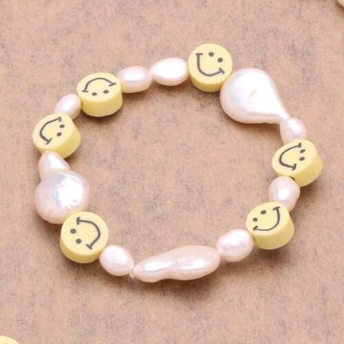 Classtic fine jewelry citrine bileklik amber zilveren armband real natural baroque freshwater pearl smile bracelet for women