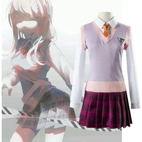 Anime Danganronpa V3 Akamatsu kaede Cosplay Costume Uniform Skirts Girl Halloween Cosplay Dress Outfits for Women and Giris