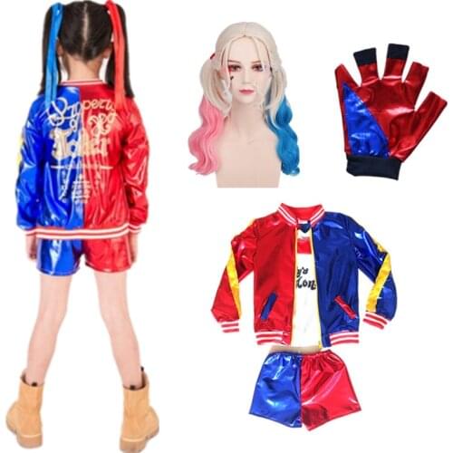 Movie Cosplay Costume Purim Halloween Kids Girls Carnival Christmas Party Cosplay Costume Girls Clothes Set Jacket Shorts Shirt