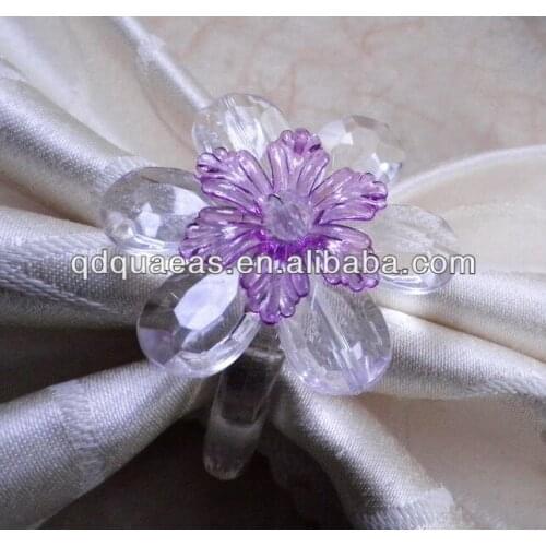 Crystal flower napkin ring in clear, wholesale napkin holder