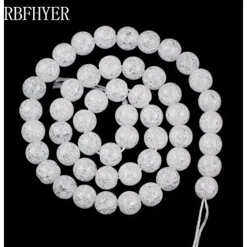 White beads Round Popcorn crystal Charms loose bead Natural Stone for jewelry making Bracelet accessories 4 6 8 10 12mm 15'' DIY