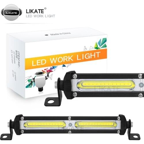 LKT Car LED Work Light 12V 24V LED Spotlight Work Light Bar 6000K Strip Light For Car Truck Trailer SUV COB Spot Fog Lamp