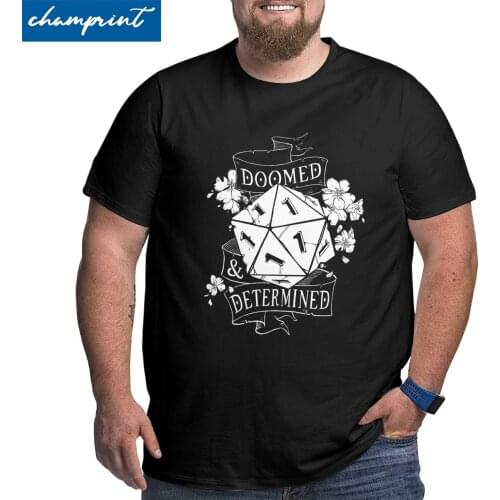 Doomed Determined T-Shirt Men D20 DnD Dice Die Novelty Cotton Big Tall Tees Short Sleeve T Shirt Oversized 4XL 5XL 6XL Tops