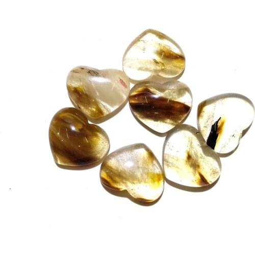 Natural Stone Goledn Swan Cabochon Flat Back Heart Shape No Hole Loose Beads For jewelry making DIY Ring Necklace accessories