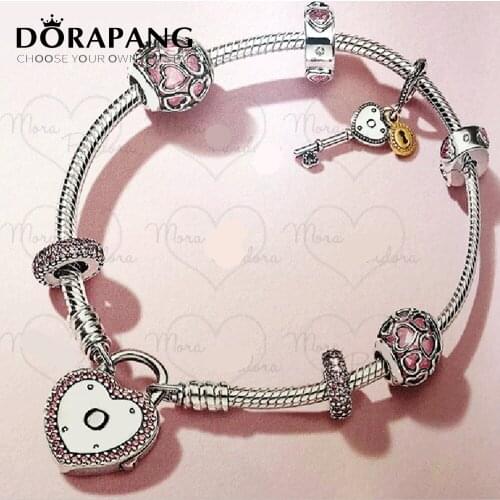 NEW 2018 Valentines Day Newest 925 Sterling Silver Bracelet Red Heart shaped Charm Bead for Women Fashion Bangle Jewelry