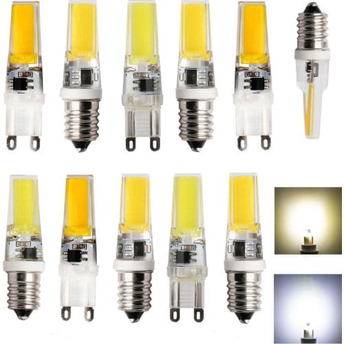 New Mini G9 LED Lampada Dimmable E14 LED Lights Silicone Crystal Lamps COB 9W 220V Chandelier Crystal Light Warm Cool White Bulb