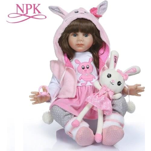 NPK 60CM high quality reborn toddler Fridolin soft silicone bebe doll reborn pincess long hair doll