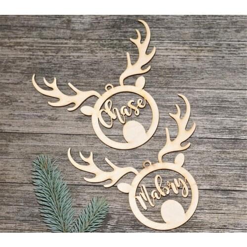 Personalized any name language CHRISTMAS DEER baubles pendants ornament laser cut names custom Christmas gift tags with name