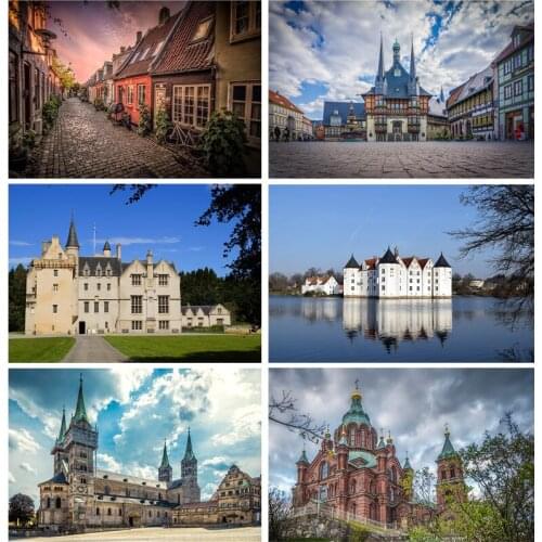 Natural Scenery Photography Background Spring Landscape Travel Castle Photo Backdrops Studio Props 21123 FJT-01