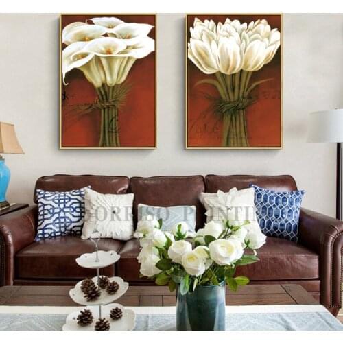 Retro Nostalgic Lily Bouquet Canvas Painting Hallway Wall Art Prints For Living Room Home Dining Pictures Decor Bedroom Posters