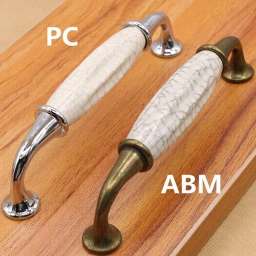 128mm crack ceramic kichen cabinet handles bronze shiny silver drawer cupboard dresser wardrobe furniture handles pulls knob 5"