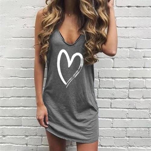 Heart Pattern Sexy Dress Women V-neck Strap Dresses Female Fashion Casual Club Dress Short Summer 2020 Mini Sleeveless Vestidos