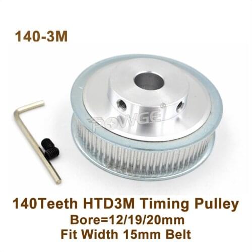 P0WGE 140 Teeth 3M Timing Pulley Bore 12/19/20mm Fit Width 15mm 3M Timing Belt 140T 140Teeth HTD3M Pulley 140-3M