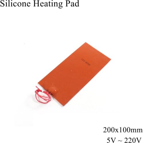 200mmx100mm 12V 24V 220V Silicone Heating Pad Electric Silicone Rubber Heat Mat Heated Bed Plate Flexible Waterproof 3D Printer