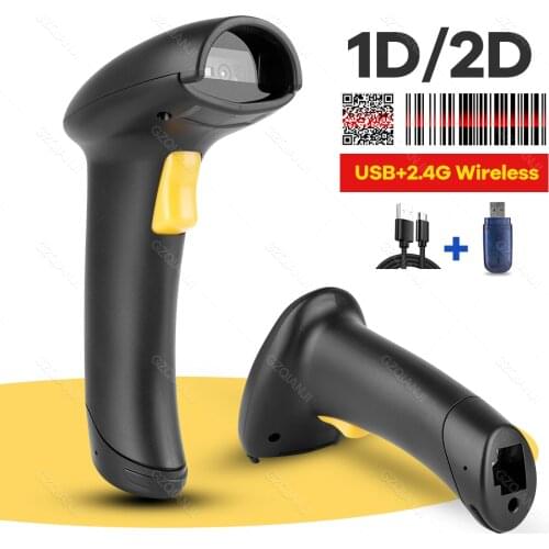1D 2D Wireless barcode scanner Handheld 2D QR Code Scanner Bar Code Reader PDF417 bluetooth 2.4G wireless USB wired