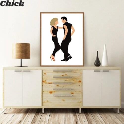 Modern Canvas Painting Two Dancing Movie Grease Long Singing Retro Poster Painting Wall Art Painting Living Room Home Decoration
