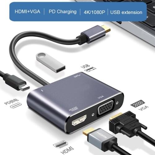 USB Converter Type C To HDMI VGA Adapter with 4K HDMI 1080P VGA USB 3.0 Charging for Macbook Iphone Ipad To TV Digital Cable USB