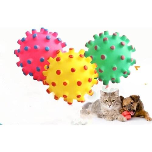 Popular High Quality Pet Dog Cat Funny Toy Strongly Bite-resistant with Squeaker Sound Chew Small Thorn Soft Rubber Ball