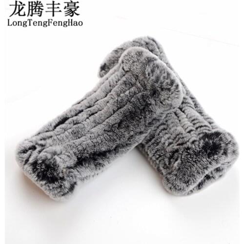 2017 Brand Gloves Women Knitted Mittens Fashion Winter Gloves Female rabbit Fur Warm Gloves 8 Colors 100% genuine fur Mittens