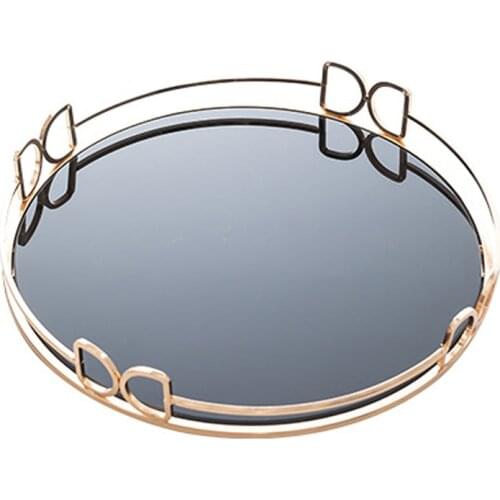 Gold Mirror Tray, Glass Cosmetic Jewelry Organizer Tray Decorative Tray for Storage Perfume,Trinket