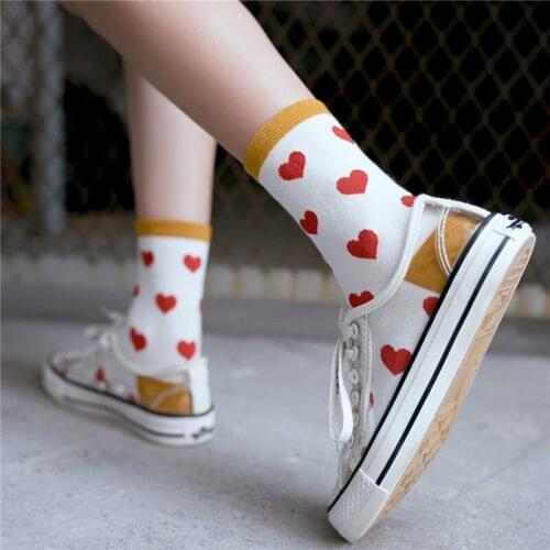 1 Pair Autumn And Winter Long Tube College Wind Female Socks Women Sweet Heart Socks Women Long Tube Cotton Socks