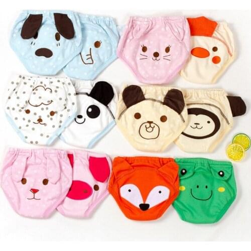 1 Piece Cartoon Baby Toilet Training Pants Shorts Infant Pee Learning Underwears Washable Nappies Cloth Diapers 12 Models