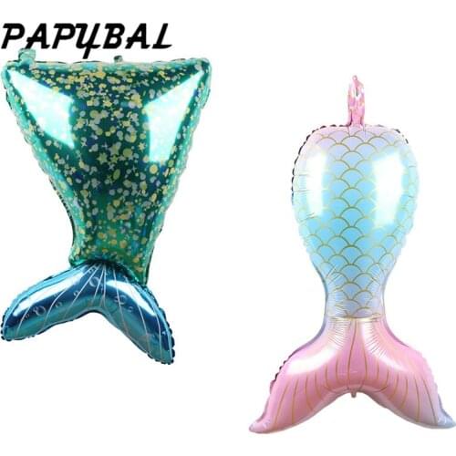 1pcs 85*52cm Rainbow Color Mermaid Tail Foil Balloons Cartoon Fish Tail Ballons Birthday Baby Shower Sea Theme Party Decorations