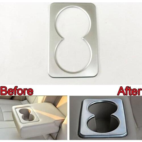 1Pc Car Rear Seat Water Cup Holder Frame Cover Trim Styling Sticker FIT For Nissan Rogue X-Trail 2014 2015 Car Decal Accessary