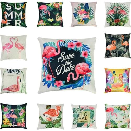 1 Pcs Hawaii Flamingo Pillowcase Decorations Home Decor Tropical Palm Leaf Sofa Cushion Cover Linen Summer Cushion Cover