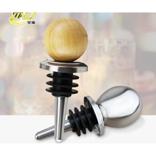 1PC New Wood or Stainless Steel Bottle Stopper Wine Storage Twist Cap Plug Reusable Vacuum Sealed OK 0772