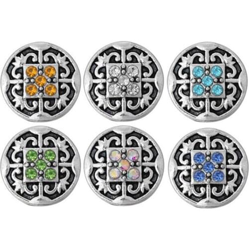 10pcs/lot New 6 Colors Snap Button Jewelry Mixed Vintage Metal 12mm Snap Buttons fit Snap Bracelet Bangles Snap Jewelry
