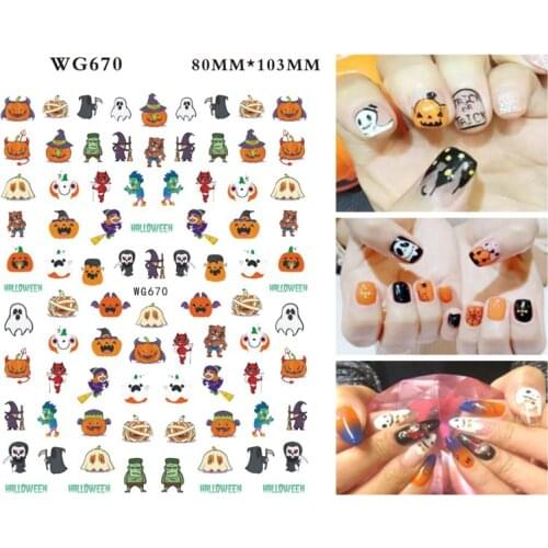 10PCS New Adhesive Transfer 3D Halloween Skull Wizard Vampire Pumpkin Ghost Ghost Nail Decoration Accessories Nail Sticker