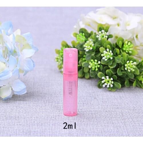 200pcs/lot 2ml Pink Small Refillable Perfume Bottle Transparent Plastic Fragrance atomizer Mist spray Bottle Liquid Container