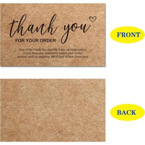 30pcs/bag Thank You for Your Order Cards 3D Kraft Paper Thanks Greeting Card Appreciation Cardstock for Small Business Sellers