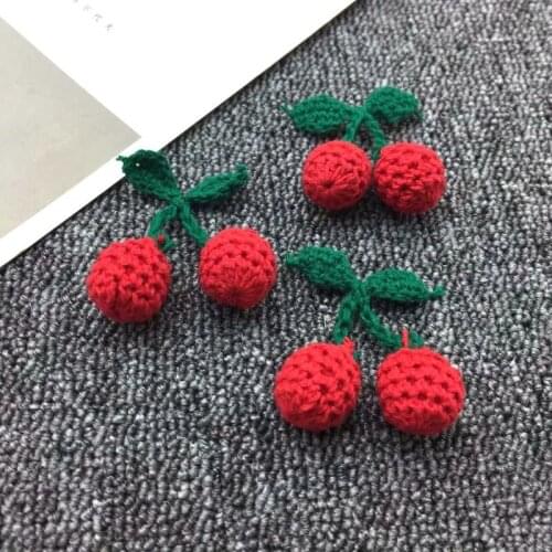 4pcs/set wool cherry green leaf earrings Pendant Keychain DIY material