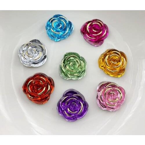 40pcs 14mm rose rhinestone flat back diy for hair accessories bag mobile phone decoration rhinestone applique