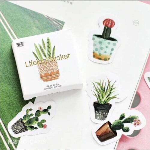 45pcs per lot Scrapbook Cactus Sticker Decoration Children Toy Stationery Handbook Notebook Creative Gift Box Adhesive Label