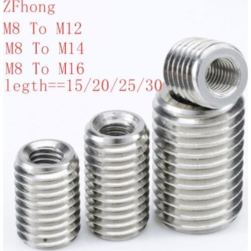 5pcs stainless steel 304 M8 inside m16 m14 m12 outside thread Adapter screw wire thread insert sleeve Conversion Nut Coupler