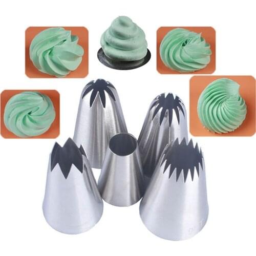 5Pcs Cakes Decoration Set Cookies Supplies Russian Icing Piping Pastry Nozzle Stainless Steel Kitchen Gadgets Fondant Decor
