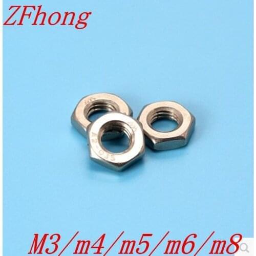 50pcs din439 m2 m2.5 m3 m4 m5 m6 stainless steel hex thin nut
