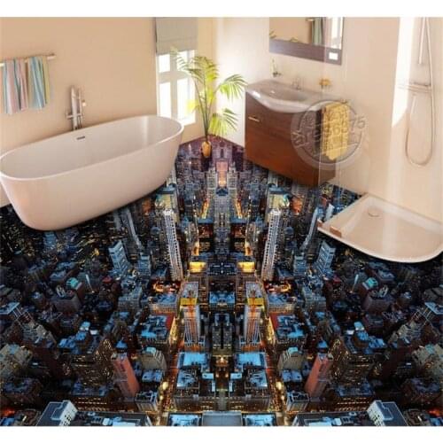 Free shipping 3D Custom Wall Sticker overlooking the city Bathroom Flooring Painting Photo Wallpaper for Walls 3d