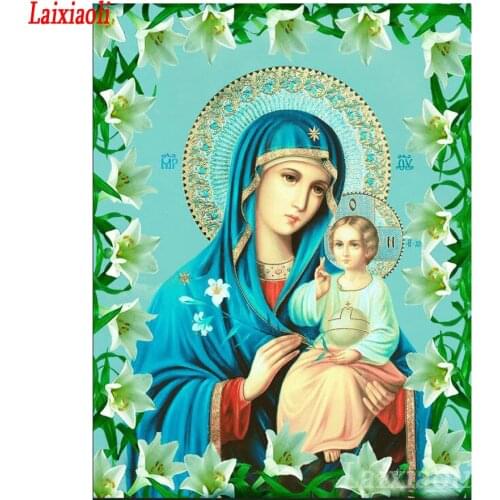 Juses christ Icons 3D Diamond Embroidery Religion Diamond Painting Full Square Rhinestones Pictures Virgin Mary Mosaic Lily gift
