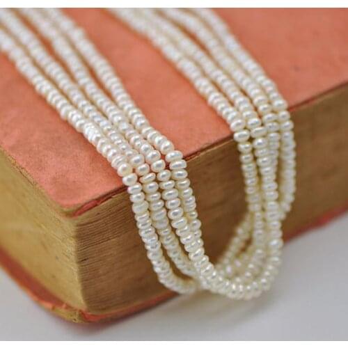 New Arrival Natural Pearl Loose Beads Rondelle 3-4mm Freshwater Pearl 35cm One Full Strand Hot Sale DIY Women Gift Fine Jewelry