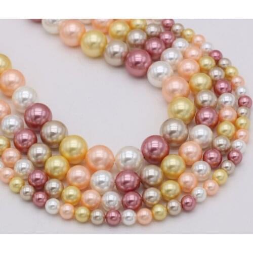 Natural Shell Bead Round Mixed Color Beaded Exquisite Loose Spacer Beads For Jewelry Making DIY Necklace Bracelet Accessory