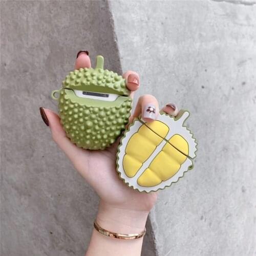 For Airpods Pro Case 3D Fruit Durian Style Case for Airpods 1/2 Cover Keychain Silicone Earphone Cover for Apple Accessories