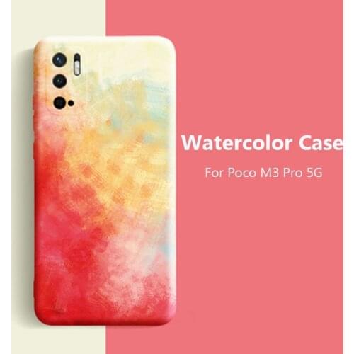 For Xiaomi Poco M3 Pro 5G Case Watercolor Soft TPU Silicone Back Phone Case For Poco M3 Pro 5G Cover