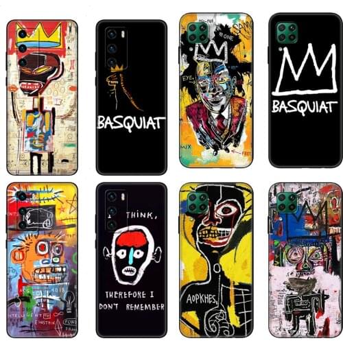 Black tpu Case For Huawei P30 Lite P30 Pro P40 Case For Huawei P40 LITE E P Smart 2020 Case Cover Jean Michel Basquiat